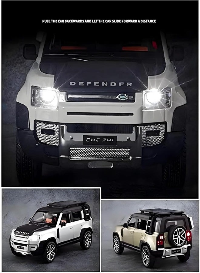 Spindoo 1:24 Die-Cast Land Rover Defender SUV Model Car - Pull Back Toy Car with Sound & Light | Unbreakable Alloy Metal Vehicle for Kids 3+ | Collector’s Model (Random Color) - Image 4
